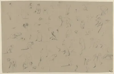 Schetsblad met studies van apen