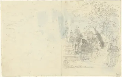 Schetsblad met twee landschappen