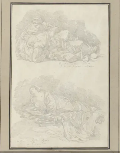 Schetsen naar schilderijen in de Trinità dei Monti en het Palazzo Spada — Jean Honoré Fragonard Kanvas Tablo
