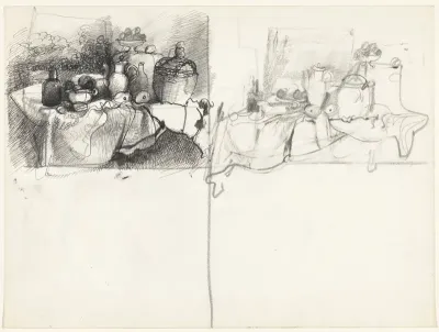 Schetsen stilleven (tweemaal)