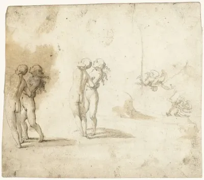 Schetsen van Adam en Eva en de Verdrijving uit het Paradijs