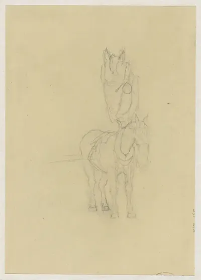 Schetsen van een etend paard
