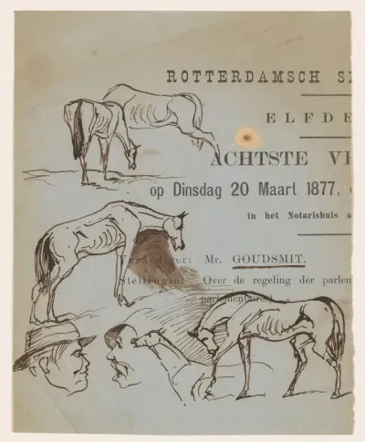 Schetsen van paarden en koppen