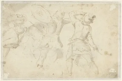 Schetsen van vechtende romeinse soldaten