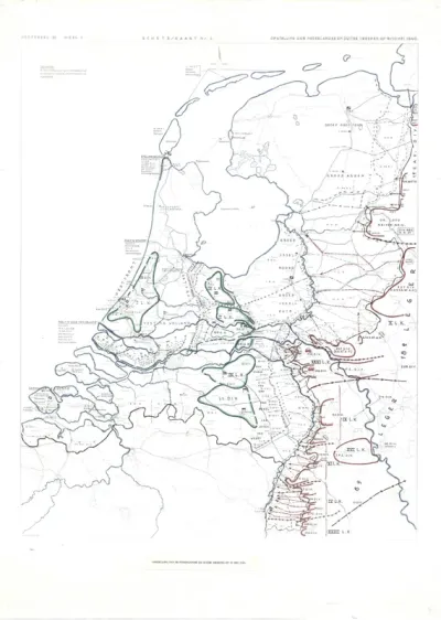 Schetskaart III nr.1.: een overzicht van de troepenopstelling van Nederland en Duitsland op 9 mei 1940.