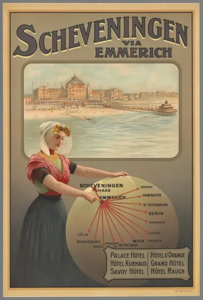 Scheveningen via Emmerich. Scheveningen - Haag - Emmerich - Bremen - Hamburg - St. Petersburg (e.a.). Palace Hotel. Hotel Kurhaus. Savoy Hotel (e.a.)