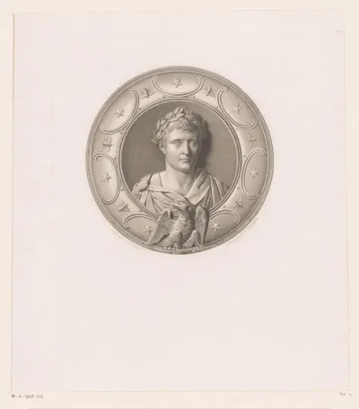 Schild met een buste van Napoléon I Bonaparte