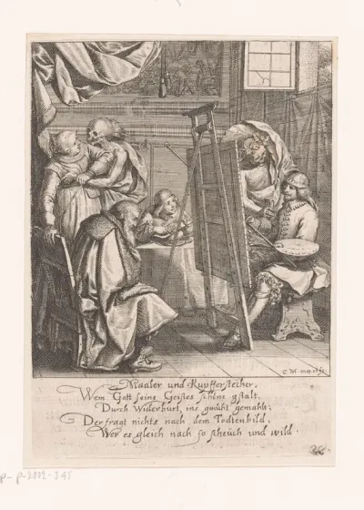 Schilder en graveur met de Dood
