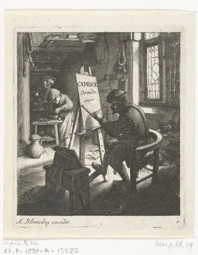 Schilder in zijn atelier