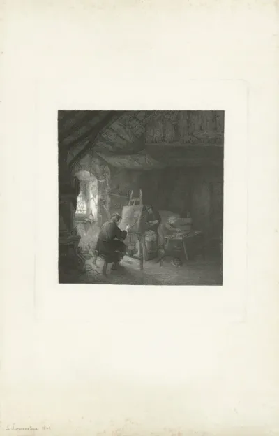 Schilder in zijn atelier