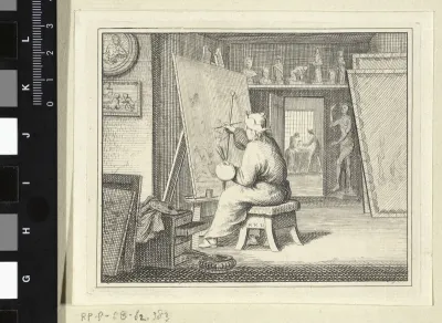 Schilder in zijn atelier
