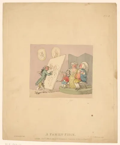 Schilder schildert een familieportret