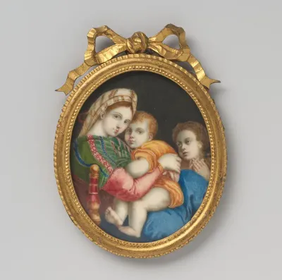 Schilderij met voorstelling van de Madonna della sedia naar Rafaël