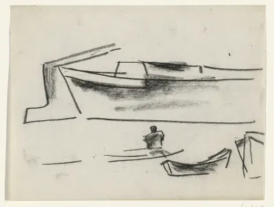Schip en een roeiboot