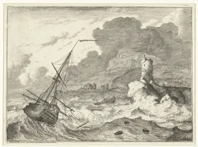 Schip in een ruige zee