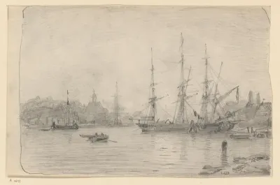 Schip in Nieuwe Vaart bij de Oosterkerk te Amsterdam
