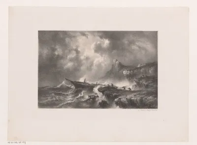 Schip in nood bij storm op zee
