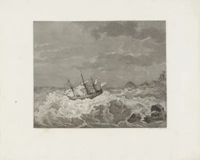 Schip in storm op zee