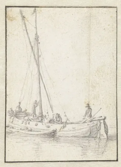 Schip met een man aan het roer