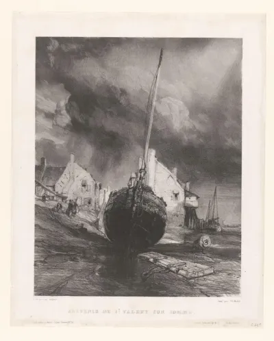 Schip op het strand van Saint-Valery-sur-Somme