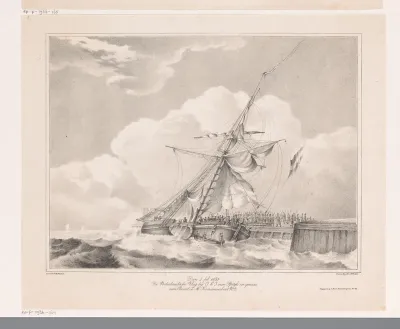 Schip van commandant Van Speyk vlak voor de explosie