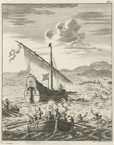 Schip van de schrijver Jean de Thevenot door zeerovers overmeesterd
