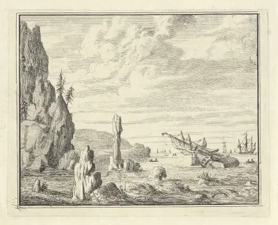 Schipbreuk bij een kust