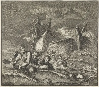 Schipbreuk met drenkelingen