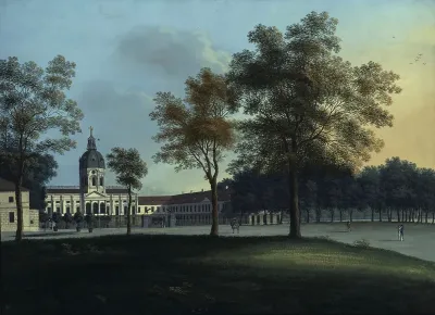 Schloss Charlottenburg von der Stadtseite bei Morgenlicht