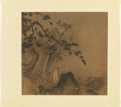Scholar viewing a waterfall