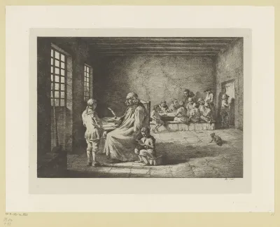 Schoolmeester met leerlingen in een klaslokaal