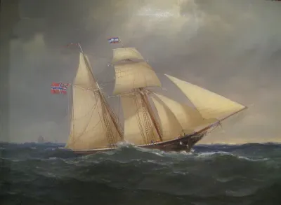 Schooner in choppy seas