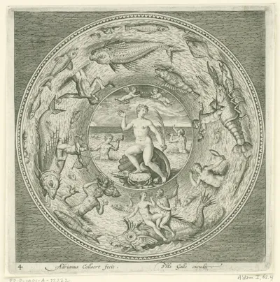 Schotel met zeegodin (Galathea ?)
