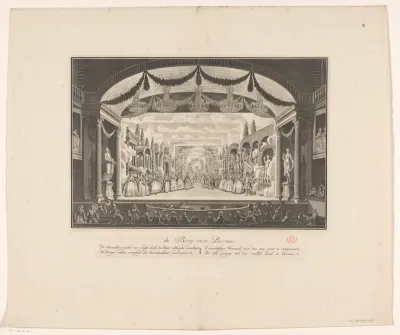 Schouwburg met toneeldecor: De Berg van Parnas