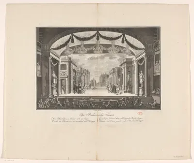 Schouwburg met toneeldecor: De Italiaansche Straat