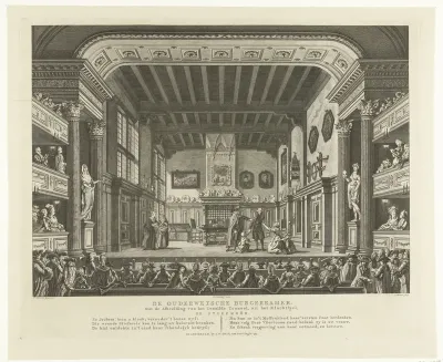 Schouwburg met toneeldecor: De Ouderwetsche Burgerkamer
