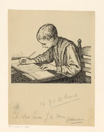 Schrijvende jongen