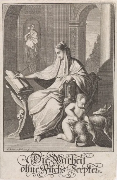 Schrijvende vrouw met zandloper