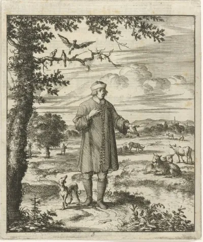 Schrijver Willem Sluiter met een hond bij een beek