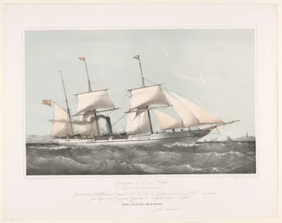 Schroefstoomschip Mariout et Hedjaz varend op zee