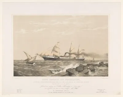 Schroefstoomschip Prins Hendrik der Nederlanden varend op zee