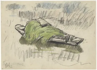 Schuit met gras