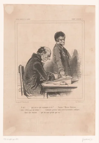 Schuldeisers aan een bureau