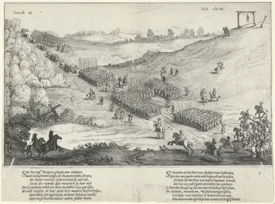 Schutterij van Leiden in slagorde op de Mookerheide, 1622