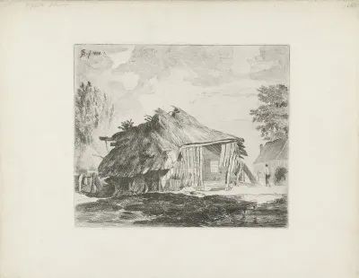 Schuur in een landschap