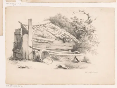 Schuur in landschap