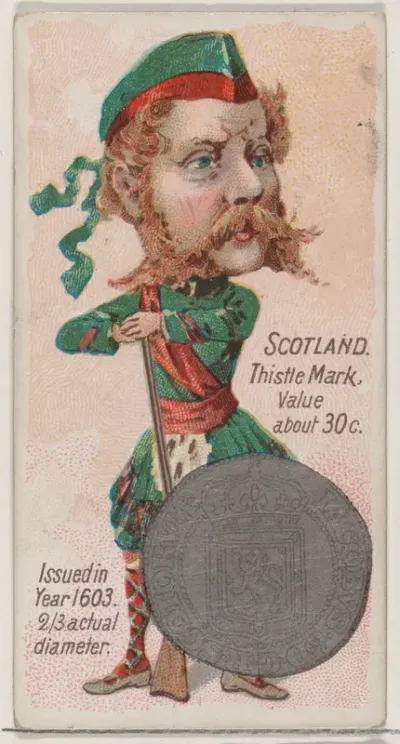Scotland, Thistle Mark, from the series Coins of All Nations (N72, variation 2) for Duke brand cigarettes