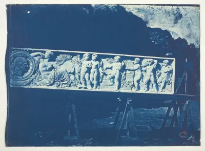 Sculptural Frieze by Cavelier, Minerva Surrounded by the Muses of the Arts