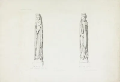 Sculpturen van Clothilde en Clovis I uit de Notre-Dame de Corbeil