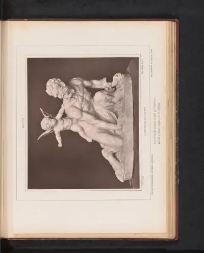 Sculptuur l'Amour et le satyre door Jacques-Léonard Maillet